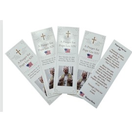 Pope Leo XIV Holy Card Bookmark Set with Prayer for New Pontiff Made in USA, Pack of 5