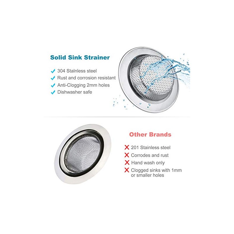 Kitchen Sink Drain Strainer 6 Pack Stainless Steel Sink Stopper,