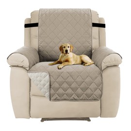 H.Versailtex Recliner Slipcovers, Water Resistant Recliner Chair Covers, Sofa Slipcover for Recliner Chair, Non Slip Cover for Pets/Kids with Elastic Strap (Sand/Beige)
