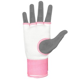 Hunter Gel Padded Inner Gloves with Hand Wraps for Boxing (Comes in Pair) (White & Pink, S/M)…