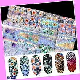 10pcs 20x4cm Snake Animal Skin Leopard Tiger Print Nail Foil Transfer Sticker Kq35 for Nails Design Nail Art Stickers Decals Supplies Manicure Tips Sticker Colorful for Nail Decorations