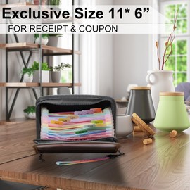 NAFY Small Accordian File Organizer,A6 Size 13 Pockets Coupon Receipt Holder Organizer Wallet with Zipper,8X5.3 Inches Portable Accordion Expanding Folders Wallet for Coupon,Receipt,Bills,Cash(Black)