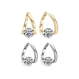 2 Pairs Lymphatic Earrings for Women Lymphvity Germanium Earrings Lymphatic Drainage Earrings Lymphatic Activity CZ Hoop Earrings Jewelry Gifts for Girls (White)