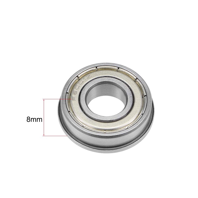 sourcing map F6001ZZ Flange Ball Bearing 12x28x8mm Shielded Chrome Bearings