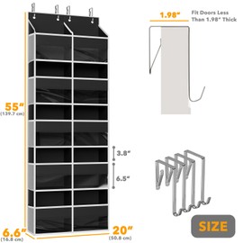 SpaceAid Extra Large Over The Door Organizer with 10 Large Pockets and 10 Mesh Side Pockets, 5 Layers Door Organizer Hanging with Clear Window for Bedroom, Bathroom, Pantry and Nursery, Black