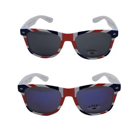 Union Jack Sunglasses Adults Classic Style Sunglasses Great British Flag Sunglasses Classic Great Britain Sunglasses Shades Mens Sunglasses Womens Sunglasses (Pack of 2 - Black & Blue Lens)