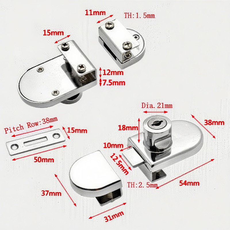 LC LICTOP No Drill Showcase Lock for 0.2-0.3 inch Glass,