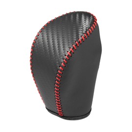 A ABSOPRO Gear Shifting Knob Cover Automatic Transmission Lever Trim for Nissan Altima 2013-2018 Faux Leather Carbon Fiber Pattern Black Red