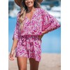 CUPSHE Women's Summer Romper Abstract Print V Neck 3/4 Sleeve