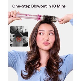 Wavytalk Heatwave Pro Ionic Thermal Brush Set: Negative Ion Styling with 3-Size Interchangeable Brushes - Dual Voltage for Salon Shine & One-Step Blowouts (Short/Long Hair) , Pink:_1.75" Thermal Brush-Pink