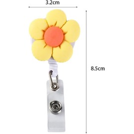 Pink Retractable Badge Reel, Colorful Flower ID Badge Holder, Name Card Holder Keys Lanyard Flower ID Card Clips for Office School
