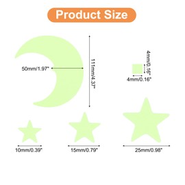 sourcing map Glow Stars and Moon, Glow in The Dark Stickers, Stars and Squares Wall Decals Glowing Decal Decoration for Ceiling and Wall