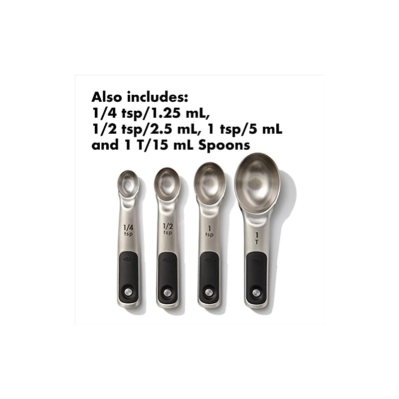 Oxo 11180500 Juego Tazas Cucharas Medidoras Acero, Multicolor, 8 Piezas