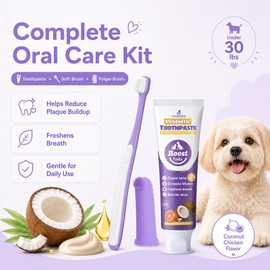 VVHOMIFE Small Dog Toothbrush Kit, 2.5oz Toothpaste & Finger Brush