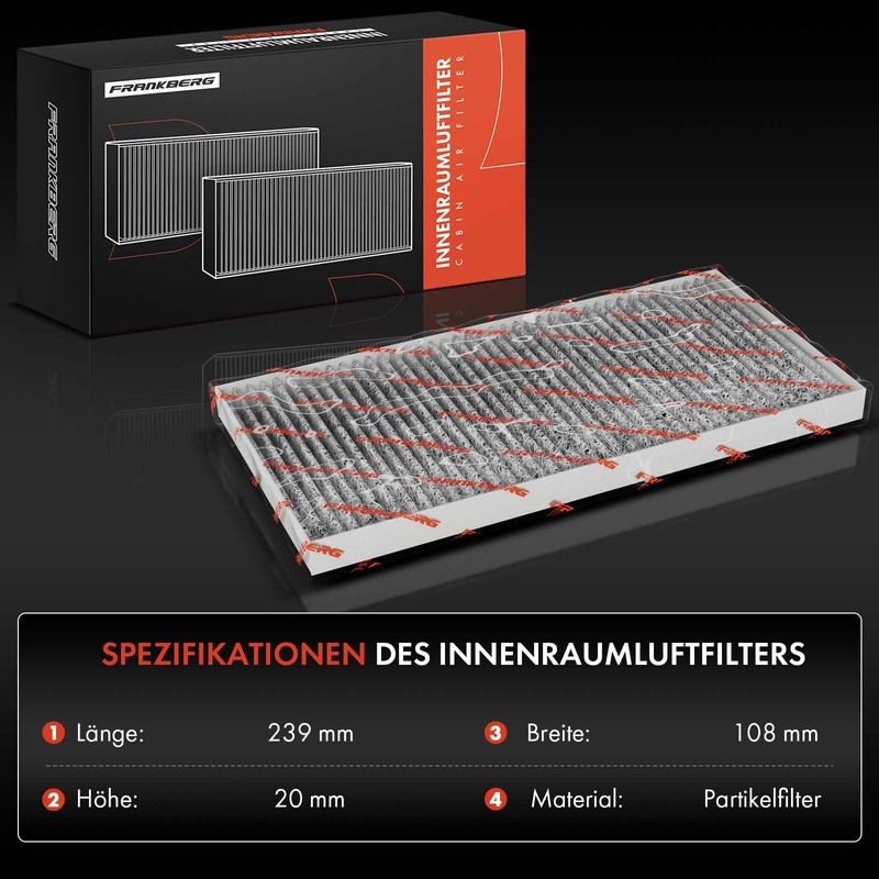 Frankberg 2 x Cabin Air Filter Pollen Filter with Activated