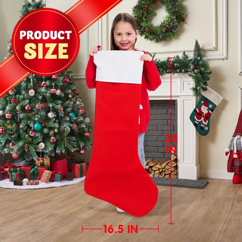 2 Packs 96.5 cm Jumbo Felt Christmas Stockings Party Decoration,Giant