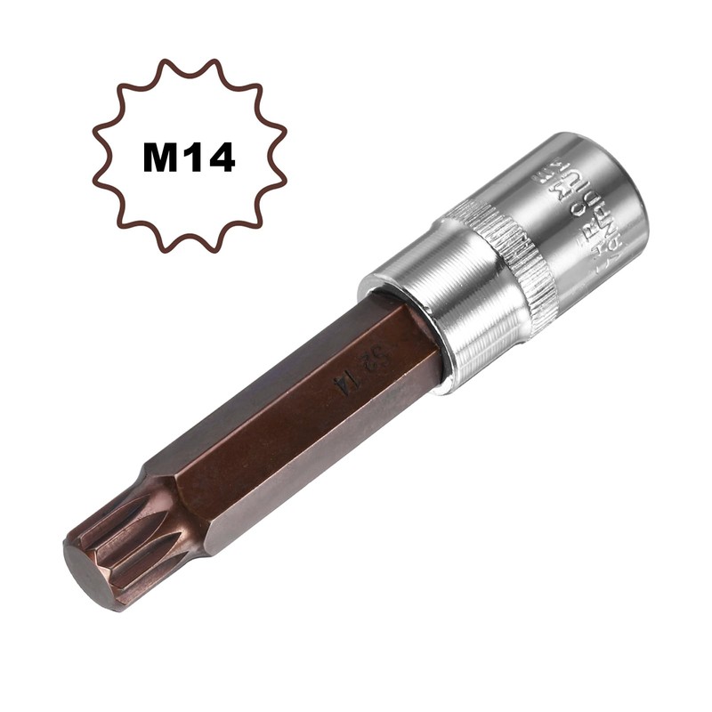 Sourcingmap 1/2" Drive x M14 (14mm) Triple Square Spline Bit
