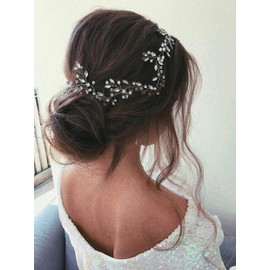SINLOV Pearl Wedding Hair Vines Bridal Crystal Headpiece Accessories Vintage Headband for Women