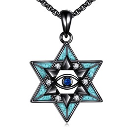 ONEFINITY Star Of David Necklace 925 Sterling Silver Evil Eye Necklace Jewish Jewellery Gifts For Men Women