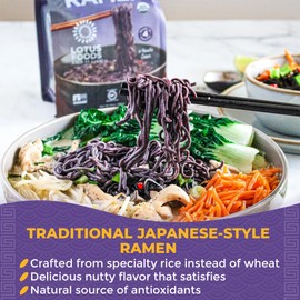 Lotus Foods Organic Forbidden Rice Ramen Noodles - Gluten Free Instant Ramen Noodles, Vegan, Low Sodium, Made with Black Rice Flour, Brown Rice Flour, White Rice Flour - 2.8 Oz (Bulk Pack of 48)