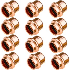 WHK 12 Pack 1/2 Inch Press Propress Copper End Cap Press Pro Press 1/2" Cooper End Plug Press Fittings Copper Pipe End Cap(Lead-Free)