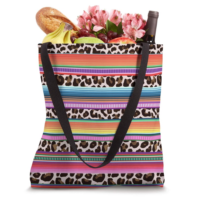 Funny Mexican Serape Fiesta Leopard Striped Pattern Tote Bag