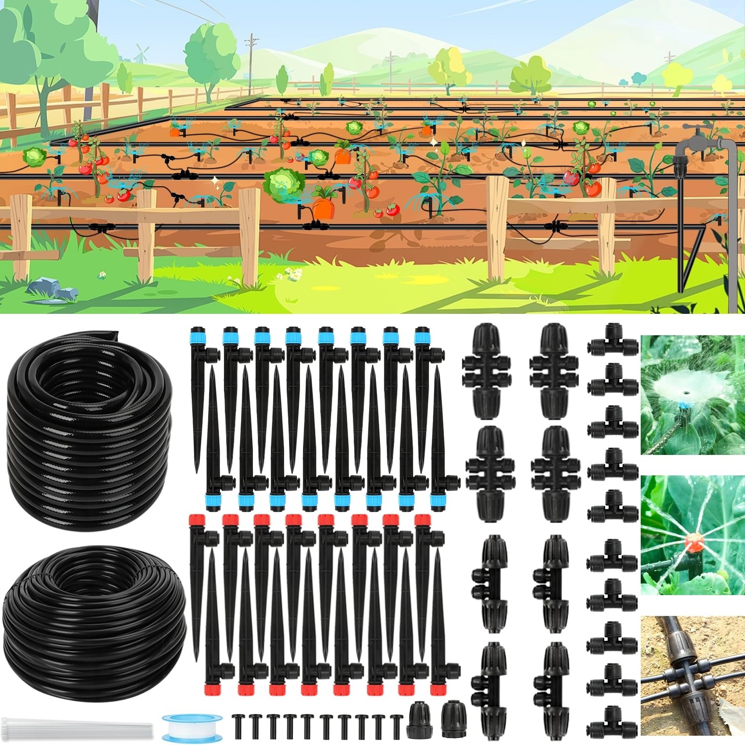 Drip Irrigation System Kit – 2025 New Quick-Connect Garden Watering ...