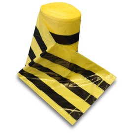 RE-GEN Biohazard Clinical Waste Disposal Tiger Stripe Sacks Bags (1 Roll, 50 Individual Bags) Size 72x87cm, 70Litre