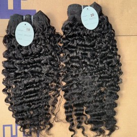 Wholesale China Hair Supplier Raw Hair Unprocessed Natural Bone Straight Virgin Raw Hair Single Double Drawn Bundlescolor: Burmese curly, Stretched Length: 24inches