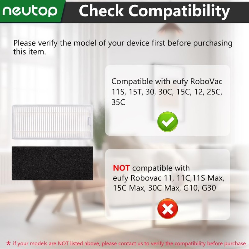 Neutop Replacement Filters Compatible with eufy RoboVac 11S, 15T, 30,