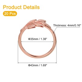 sourcing map 20Pcs Leaf Napkin Rings, Table Napkin Holders Serviette Buckles for Decoration Adornment Wedding Party, Rose Gold