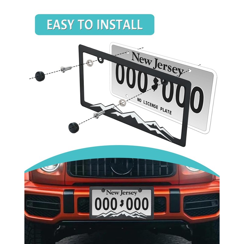 NJNYLLC Mountain License Plate Frames - Plastic Car Tag Holders