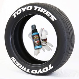 Tire Stickers Toyo Tires Tire Lettering Add-On Car Accessory - DIY Kit with Glue & 2oz Touch-Up Cleaner / 17-18 Inch Wheels / 1.50 Inches/White / 8 Pack