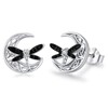 Twoowl Dragonfly Earrings 925 Sterling Silver Black Celtic Stud Earrings