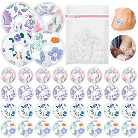 33 Pieces Dialysis Tube Pad G Probe Pad Button Pad Made of Organic Cotton, Reusable Nutrition Probe Accessories for Abdominal Dialysis Tube Pad, Breastfeeding Pads with Laundry Bag