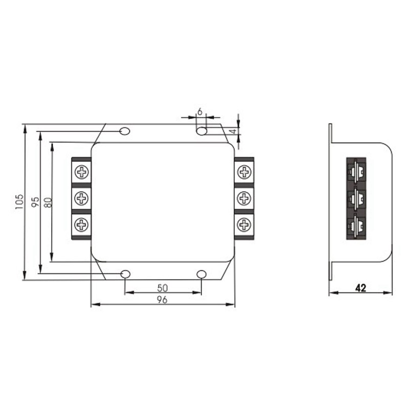 3 Phase Terminal Filter 3 Wire for Power Line Electronic