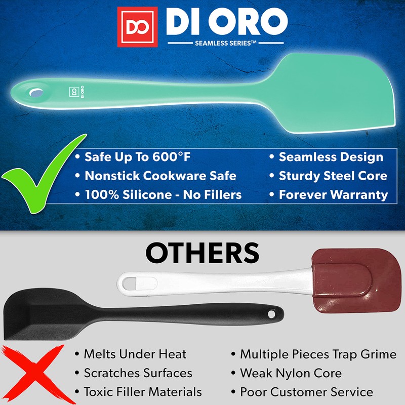 DI ORO Silicone Spatula Set - Rubber Kitchen Spatulas for
