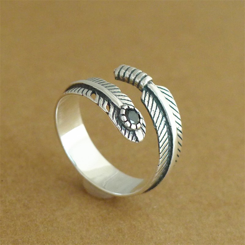 SUGARKITTEN LONDON Sterling Silver Oxidized Black CZ Feather Angel Wing