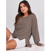 ANRABESS Women's Oversized Sweatshirt Crew Neck Long Sleeve Casual Slit
