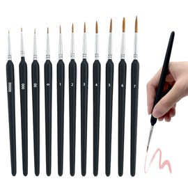 Vordpe 11 Piece Fine Brush Set, Acrylic Brush, Painting by Numbers Brush, Watercolour Acrylic Brush, Model Making Brush, Acrylic Paint for Line Painting, Acrylic Paints, Watercolour, Nail Art