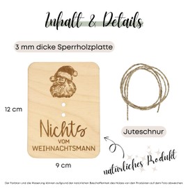 ZUKLA Nothing Gift Christmas 12 x 9 cm – Money Gift Packaging Christmas Wood – An Original Idea to Give Money – Money Gift Christmas