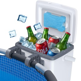 Tepsmigo 13L Insulated Poolside Cooler, Hard Cooler with Ice Crystal Box, Keeps Ice Up to 72 Hours, Portable Above Ground Pool Accessories, Pool Parties, Beach BBQ, Camping