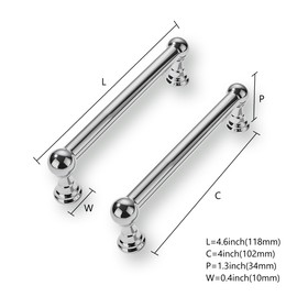 CABDM 4 Inch 10 Pack Solid Kitchen Cabinet Handles Heavy Duty Cabinet Pulls Drawer Pulls Cabinet Hardware Kitchen Handles for Cabinets Poilshed Chrome Cupboard Handles