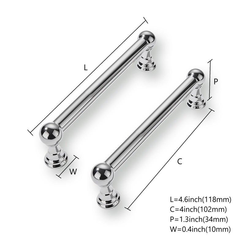 CABDM 4 Inch 10 Pack Solid Kitchen Cabinet Handles Heavy