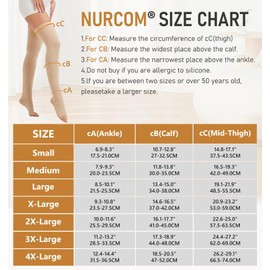 NURCOM 15-20 mmHg Medical Compression Stockings with Dot Silicone Band, Open Toe Thigh High Compression Socks for Men and Women, Graduated Support Stockings for Varicose Veins, Edema, Beige, X-Large