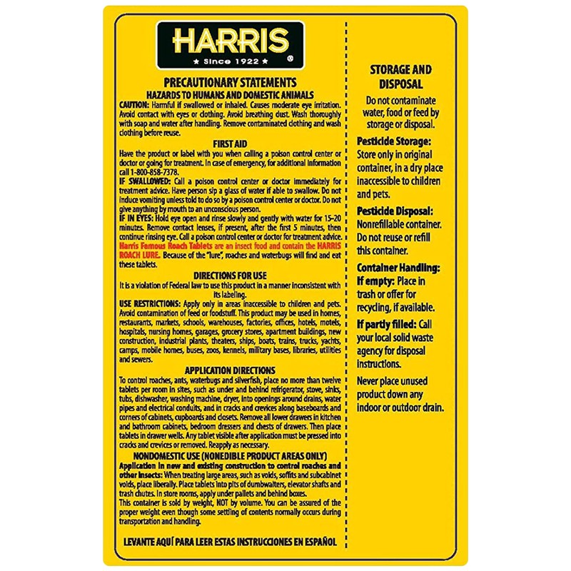 Harris Roach Tablets, Boric Acid Roach and Insects Killer with