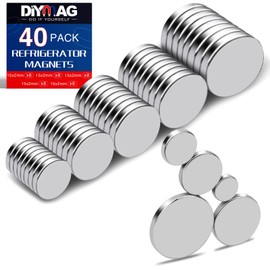 DIYMAG Small Rare Earth Magnets, 40 Pack, 5 Sizes - Neodymium Magnets for Refrigerator, DIY, Crafts, Kitchen & Office