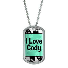 Graphics and More Dog Tag Pendant Necklace Chain I Love Heart Name Ca-Dy - Cody