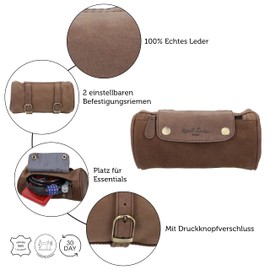Gusti Leder studio “Judith A.“ Genuine Leather Bicycle Case Pouch Bag Waterproof Lining Cylindrical Vintage Unisex Brown 2G14-20-4wp