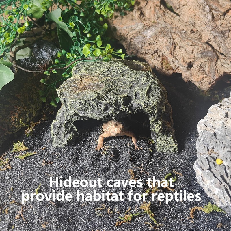 BNOSDM Reptile Hideout Rock,Tortoise Hide Cave,Resin Rock,Lizards Hideaway,Turtle Basking Platform,Reptiles